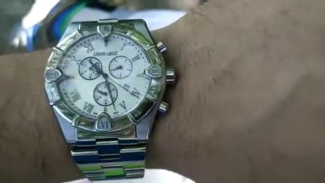 Часы мужские Roberto Cavalli diamond белый циферблат хронографы, нержавеющая сталь, корпус 44мм