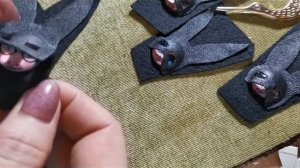 МК Броши "Маска-зайки" из кожи и страз.