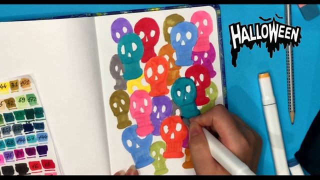 ХЭЛЛОУИН|Как нарисовать маркерами черепа на Хэллоуин