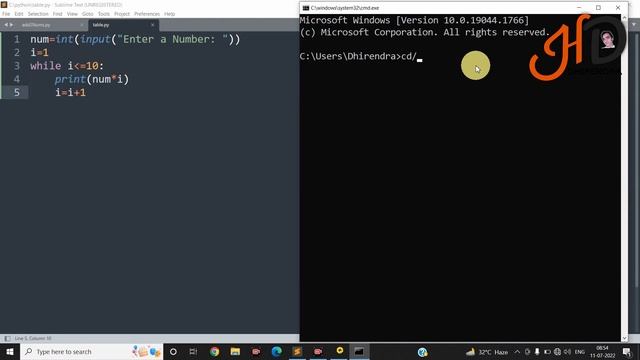Print Table of a Given Number in Python - In Hindi | Table Program in Python | Hello DHIRENDRA