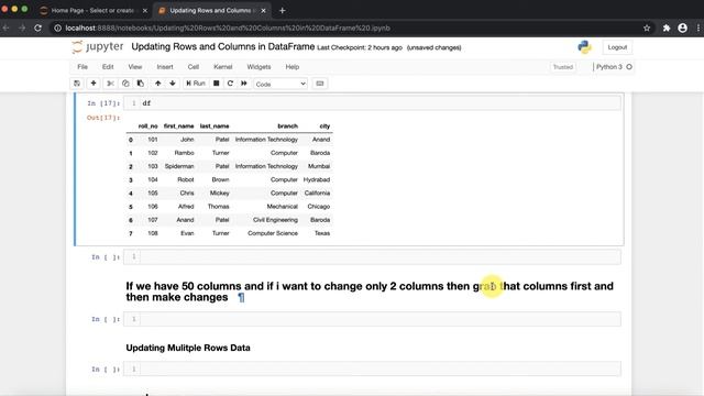 Pandas Tutorial (Session-7) - Modifying the Rows and Columns Values in DataFrame