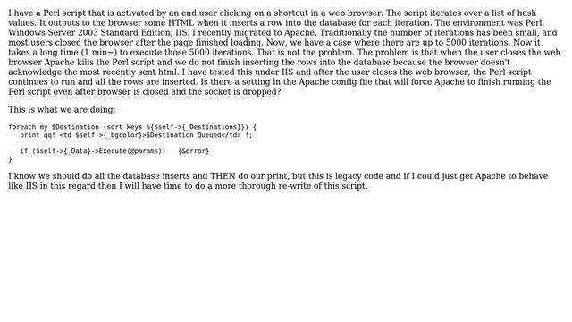 How do I make Apache finish running Perl scripts after the web browser is closed? (2 Solutions!!) смотреть онлайн