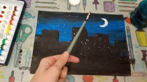 Рисуем Ночной Город. Как акварелью нарисовать ночной город?