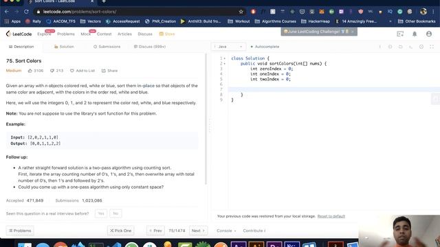 Leetcode 75 Sort Colors Java Solution With Explanation | O(N) смотреть онлайн