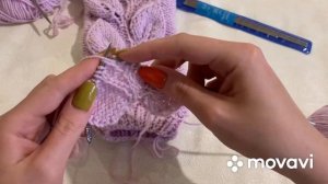 Узор листья спицами