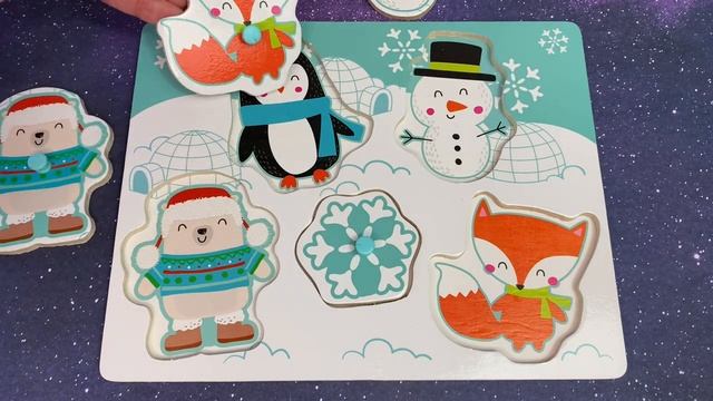 Winter Puzzle - Snowman, Polar Bear, Penguin - For Toddlers смотреть онлайн