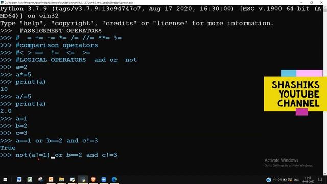 PYTHON LESSON 5 OPERATORS |Bitwise operators|Arithmetic|logical|identity,Membership,Comparison
