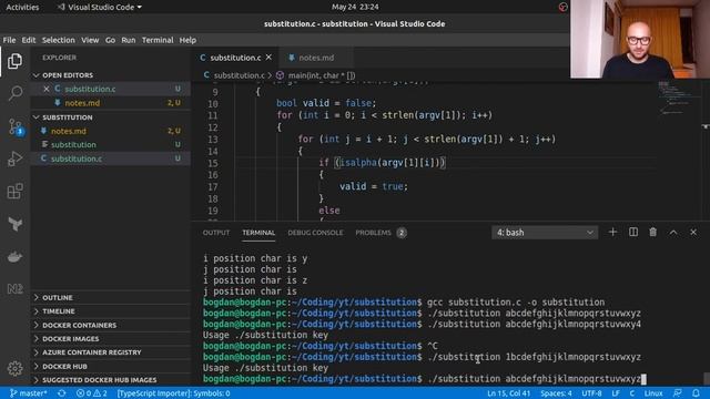 How to encrypt messages (Substitution cipher) - C Programming