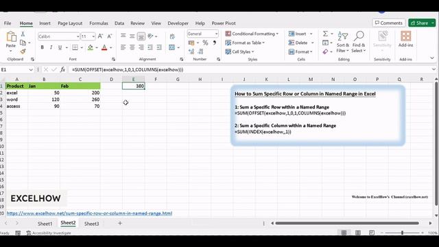 How to Sum Specific Row or Column in Named Range in Excel смотреть онлайн