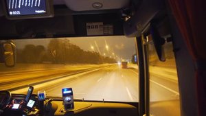 Sweden, bus night ride - Flygbussarna - from Arlanda Airport Terminal 5 to Stockholm City
