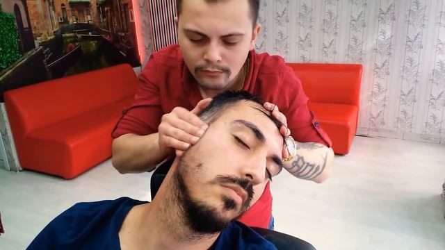 ASMR  Турецкий парикмахерский массаж Хрусты в шее Массаж головы Массаж спины Массаж лица Мытье волос
