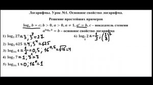 Логарифмы. Урок №1. Основное свойство логарифма. Решение простейших примеров
