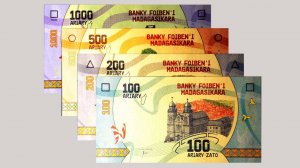 #обзор банкнот Мадагаскара 100, 200, 500 и 1000 ариари 2017 года.