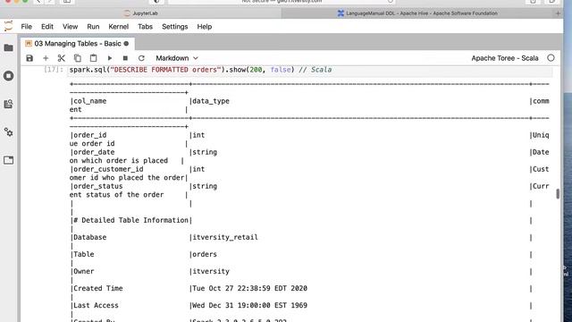 Spark SQL - Basic DDL and DML - Adding Comments
