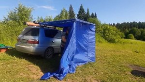 НАВЕС-МАРКИЗА , ПАЛАТКА И ДУШ НА КРЫШУ АВТОМОБИЛЯ СВОИМИ РУКАМИ,БЮДЖЕТНЫЙ ВАРИАНТ