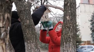 Кормушки для птиц в центре города повесили «Блокнот Ростов» и общественник