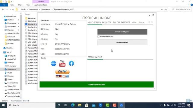 ipad air 2 cellular A1567 icloud bypass ios 14.5 by amd rom fixer