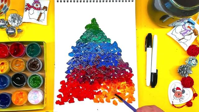Рисуем Ёлку КРАСКАМИ гуашь с РыбаКит папа рисует смотреть онлайн