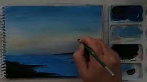 Простой пейзаж с красивыми облаками Гуашь Рисуем с Любовью Draw with Love