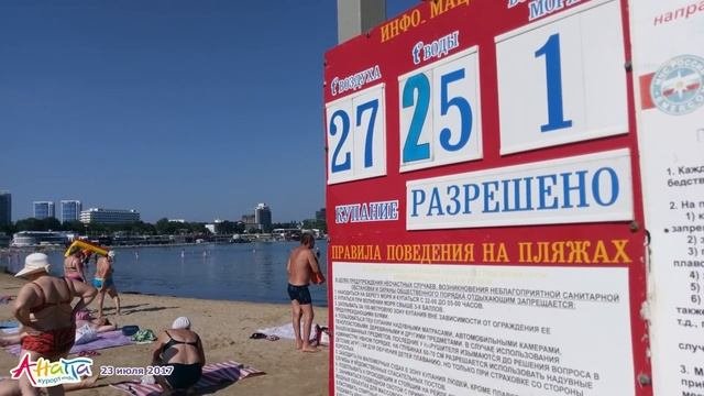 Анапа погода 23.07.2017, центральный пляж, море, температура воды