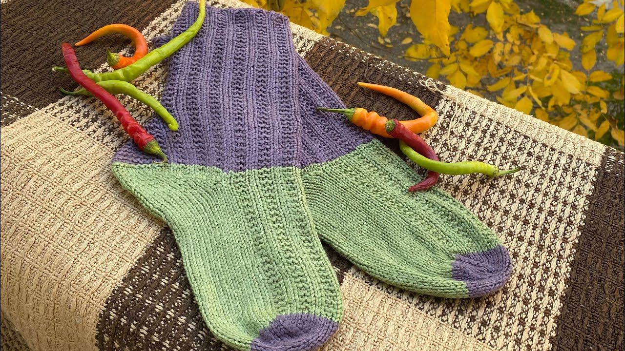 Мужские носки/ Шалфей и вереск /1часть спицы/