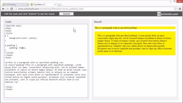 W3Schools CSS Padding Tutorial