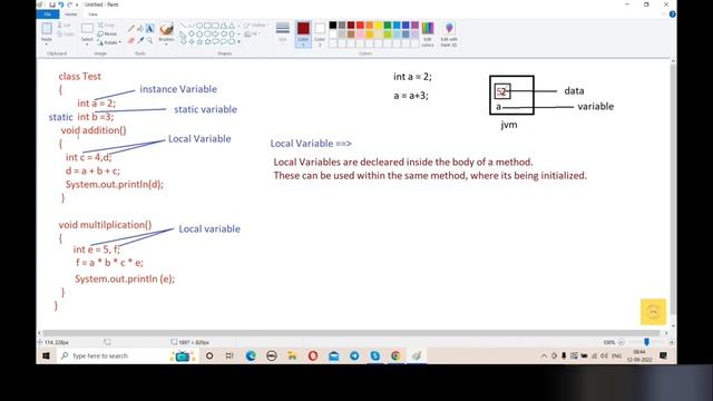 Java Tutorial For Beginners | Variables in Java | Local, Static and Instance variables in Java - 1