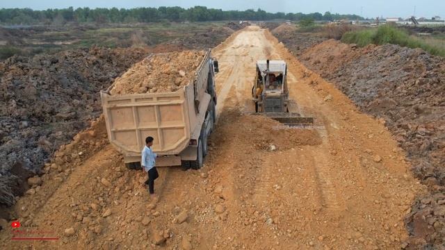Wonderful Skills Design Foundation New Road Construction Working By Smooth Machinery Dozer Komatsu