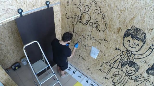 Создаем детский рисунок на стене/Интерьерная роспись Семейной Мастерской Красоты смотреть онлайн