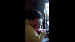 Бабушке подарили щенка