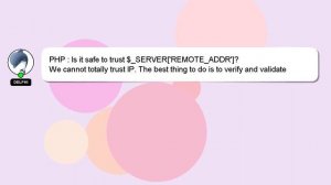 PHP : Is it safe to trust $_SERVER['REMOTE_ADDR']?
