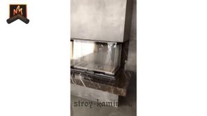 Брутальный трехсторонний дровяной камин с топкой АСТОВ ПЗС 8457 от мастеров компании Строй-Камин