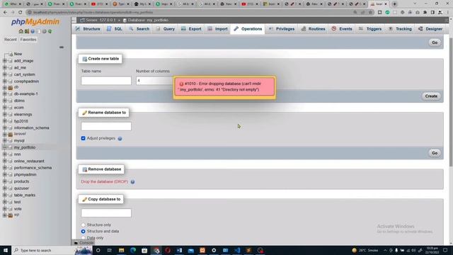 Database deleting error in phpmyadmin смотреть онлайн
