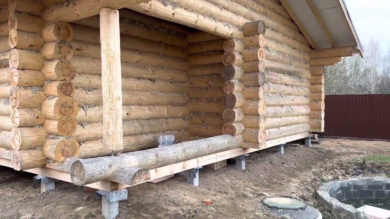 Обзор бани из рубленного бревна после усадки. Начало отделки. смотреть онлайн