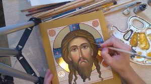 Пишем власы на иконе "Спас Нерукотворный"