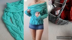 ДЖЕМПЕР СПИЦАМИ  С ОТКРЫТЫМИ ПЛЕЧАМИ ИЗ БАМБУКА