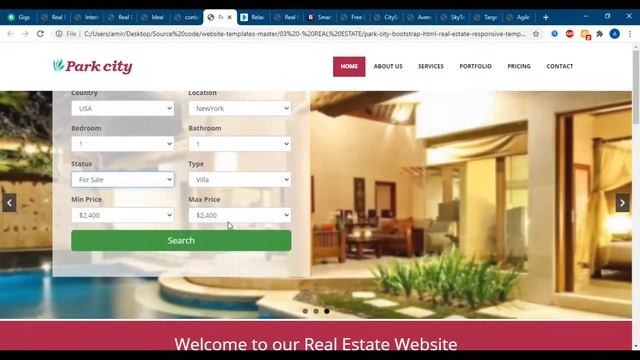 Free source code template html and css  modern Real estate