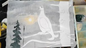 Рисунок гуашью "Тетерев"