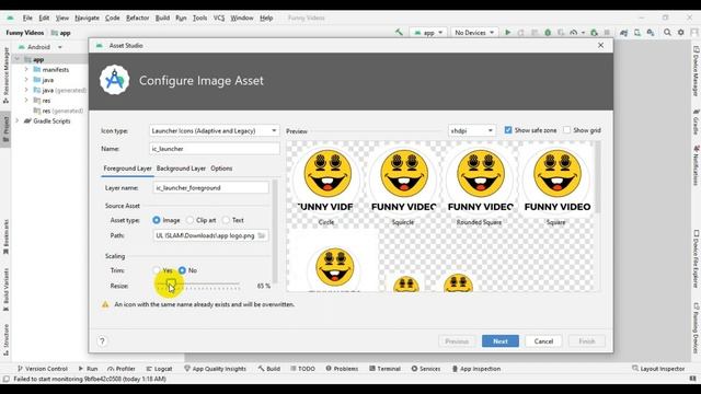 How To Change App Logo. In Android Studio Java App. Funny video App