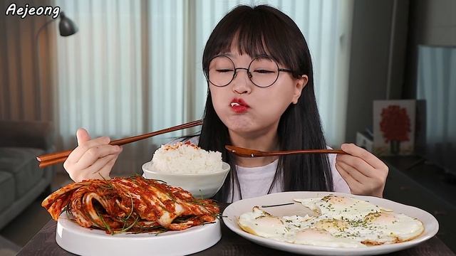 갓 담근 겉절이면 다른반찬 필요없죠? ft. 계란후라이! 한식먹방? FRESH KIMCHI & FRIED EGGS MUKBANG | EATING SOUNDS
