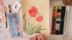 ОНЛАЙН ЗАНЯТИЕ "Весенние маки.  Китайская живопись. Акварель". Преподаватель - Дуйсенбаева С.А.