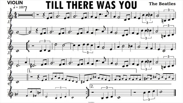 Till There Was You Violin Sheet Music Backing Track Partitura Single Page for Screenshot смотреть онлайн