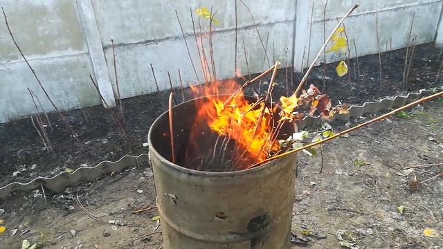 Сжигание растительного мусора в бочке на даче. смотреть онлайн
