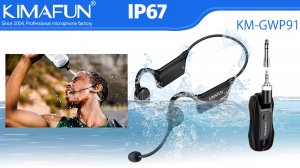 IP67 радио микрофон KIMAFUN KM-GWP91 для фитнеса йоги и акваэробики