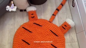 Мастер-класс коврик_подушка Тигрёнок из Alize Puffy.