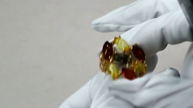 Кольцо из золочёного серебра Янтарная волна с янтарём Я820121п-микс смотреть онлайн