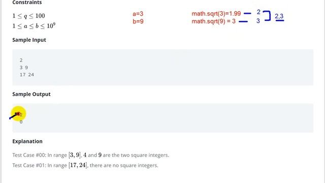 Sherlock and Squares Hackerrank Solution - java | Hackerrank Algorithm