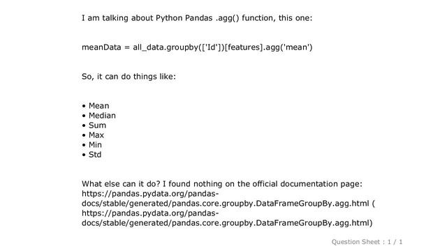 Pandas : What are all Python Pandas .agg functions?