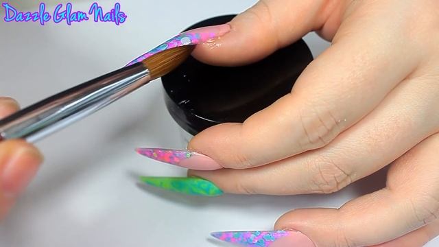 BRIGHT TRIBAL ACRYLIC NAILS TUTORIAL смотреть онлайн