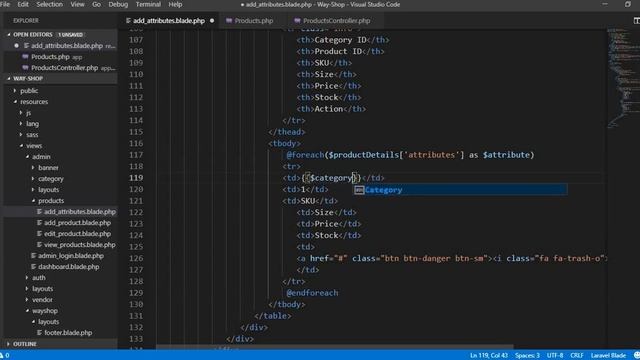 E-commerce Website in Laravel || View + Delete Products Attributes (iii) || Part 28
